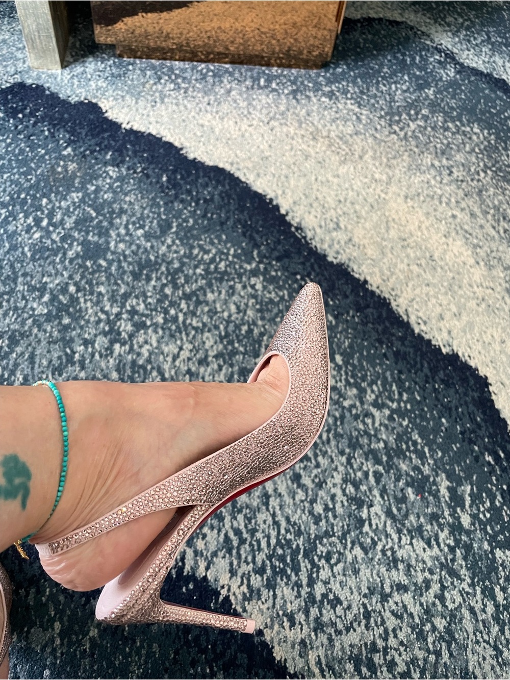 Christian Louboutin Blush Crystal Slingback Pumps with Signature Red Sole - Picture 2 of 4